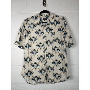 Canyon Creek Men's L/XL Southwestern Skull Print Button-Up Shirt Short Sleeve